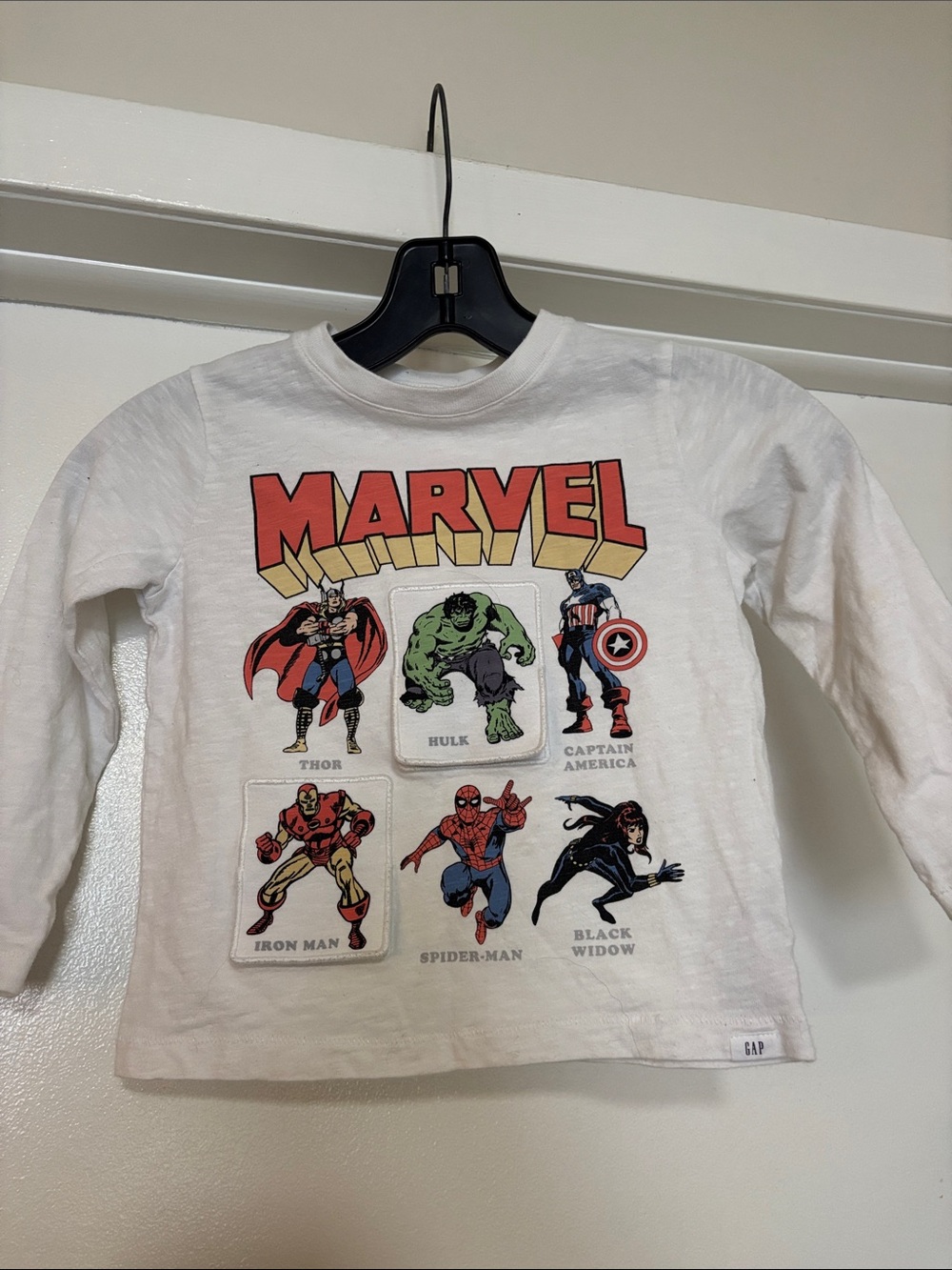 GAP Lift a Flap White Marvel Graphic Long-Sleeve Tee